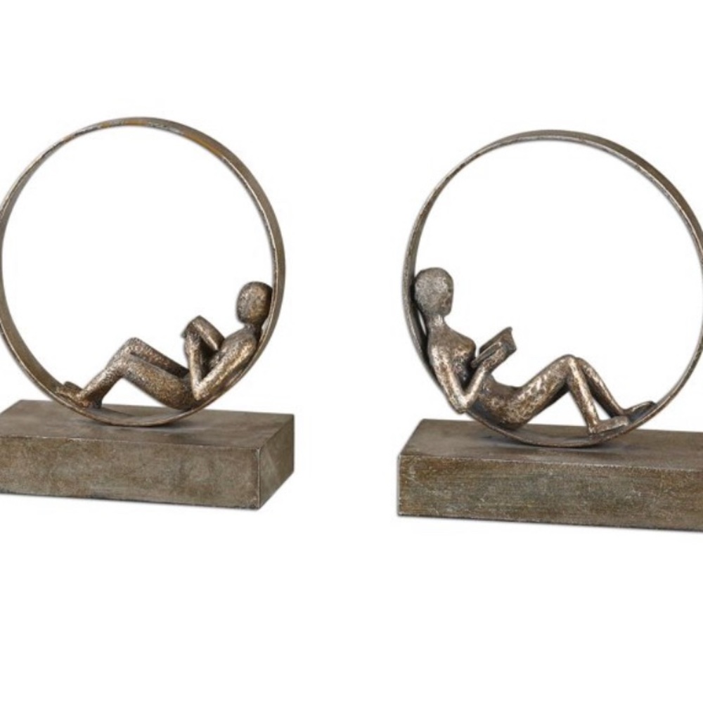 Uttermost Set of 2 Lounging Reader Antique Bookends